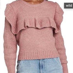 Wild Fable Ruffle Pink Sweater